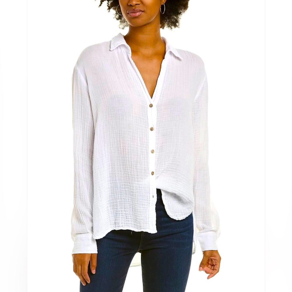 BRAND NEW Michael Stars Leo Gauze White Button Up - Size S